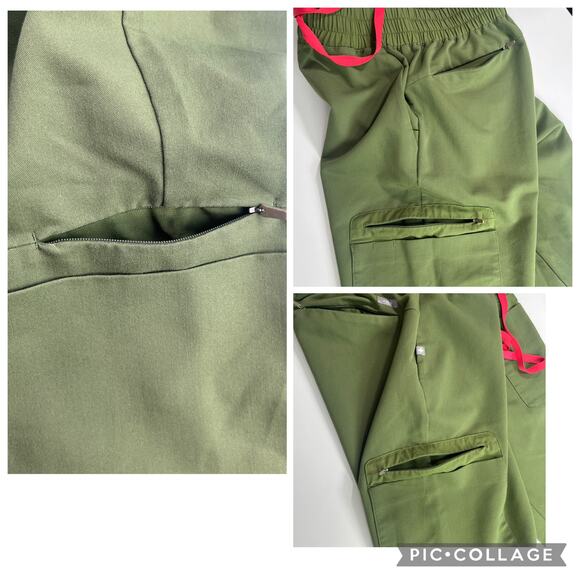 Figs Scrub Set Dark Olive Bristol Slim Henley Top Atlanta HW Skinny Jogger XSXSP - Picture 14 of 16